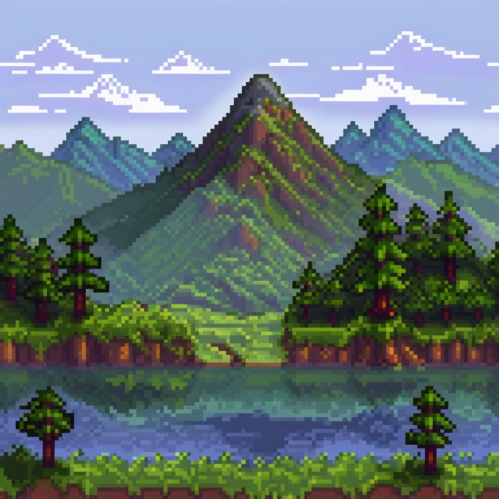Minecraft landscape with mountains and trees emoji