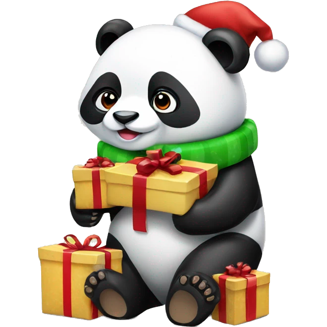 A panda with Christmas gifts  emoji