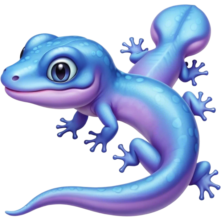 cute little blue and purple pastel salamander with big blue eyes  emoji