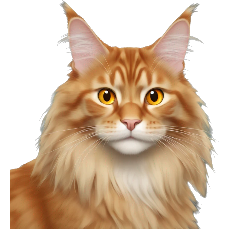 An orange maine coon with amber eyes emoji