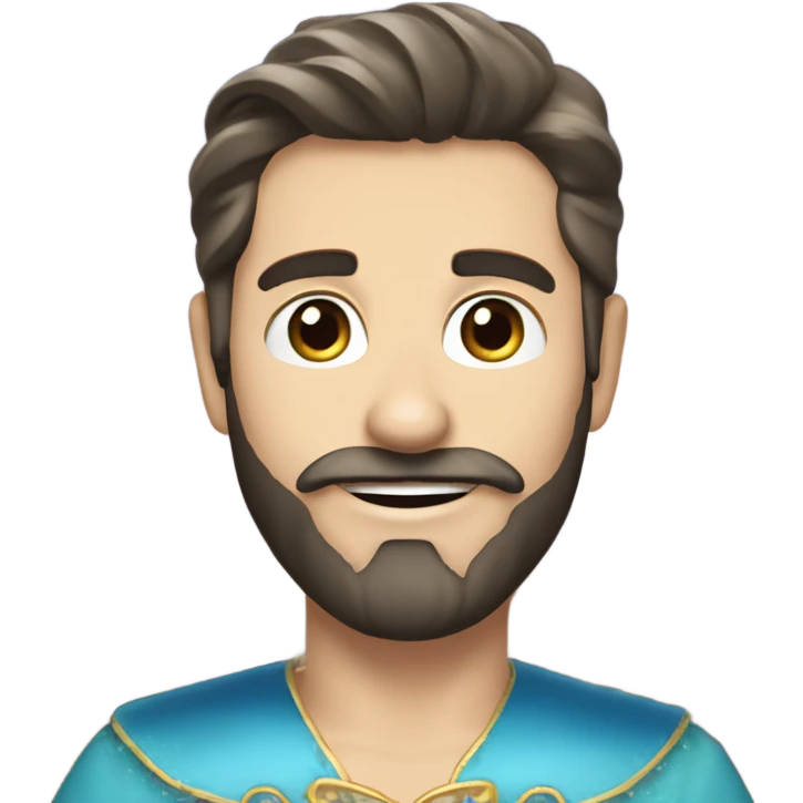 Dark haired white man with beard in a princess dress on the Eiffel tower  emoji