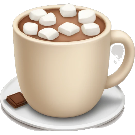 Beige mug of hot cocoa with marshmallows emoji