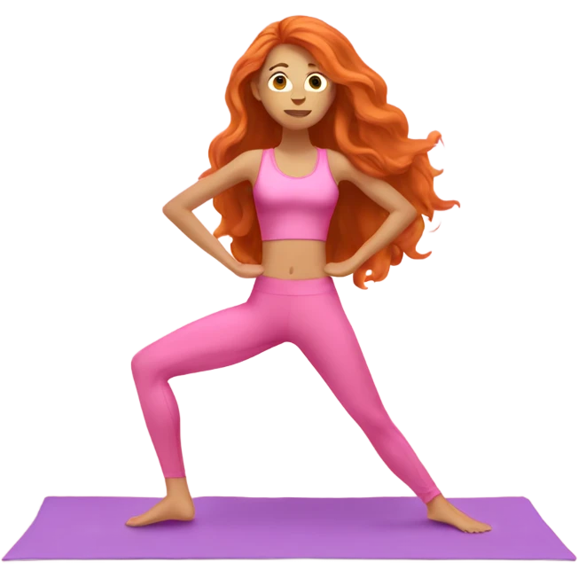 long hair ginger doing yoga in pink clothes emoji