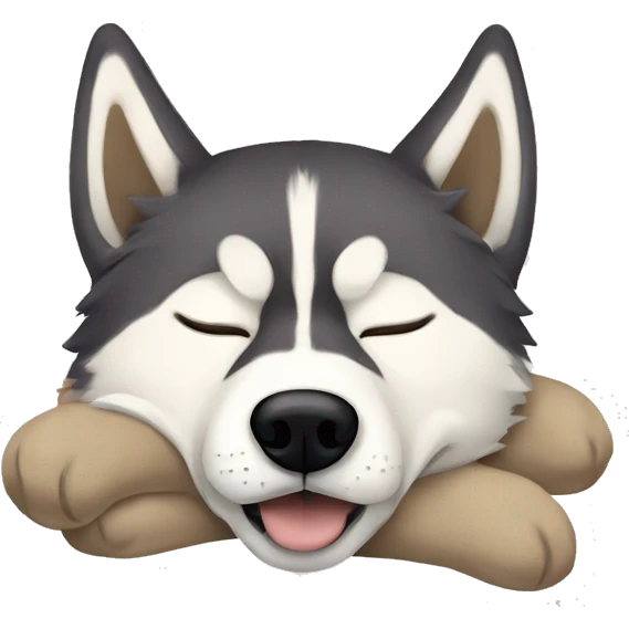 Siberian husky sleeping with husky mask and brownish fur emoji