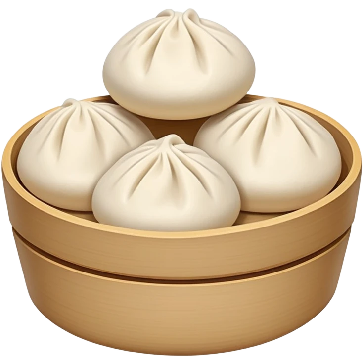 Tianjin Goubuli Baozi steamed buns with pinched top, simplified emoji style with bold outlines and bright colors, cartoon style northern Chinese specialty emoji