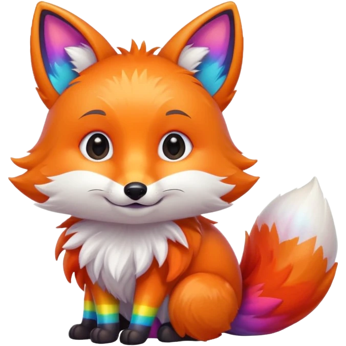 cute fox with a rainbow emoji