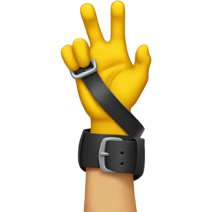 Yellow hand holding belt emoji