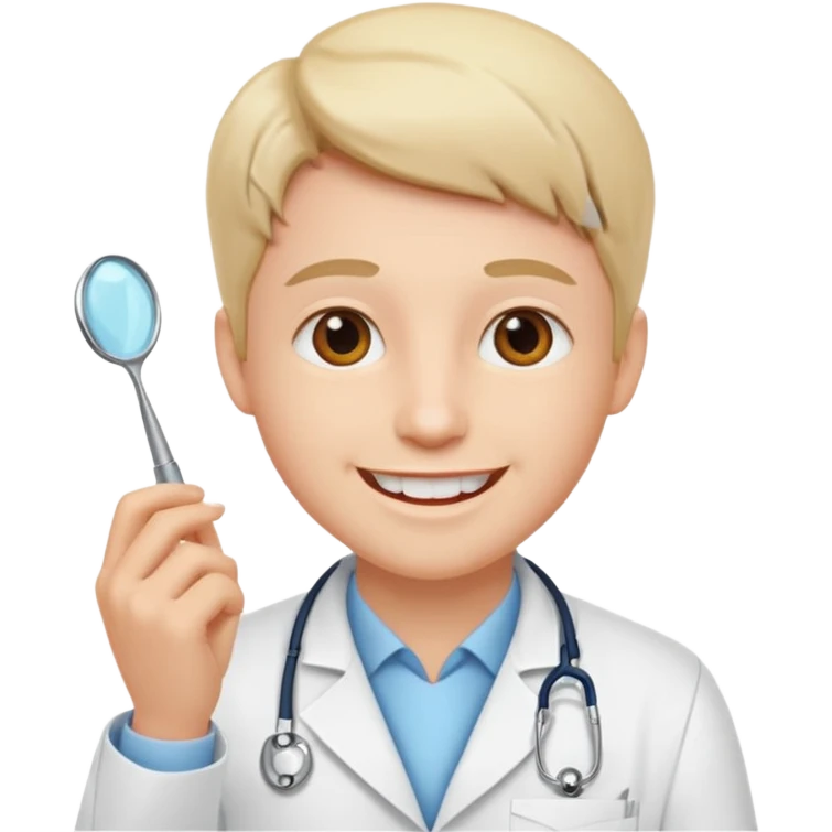 dentist, white coat, cheerful emoji