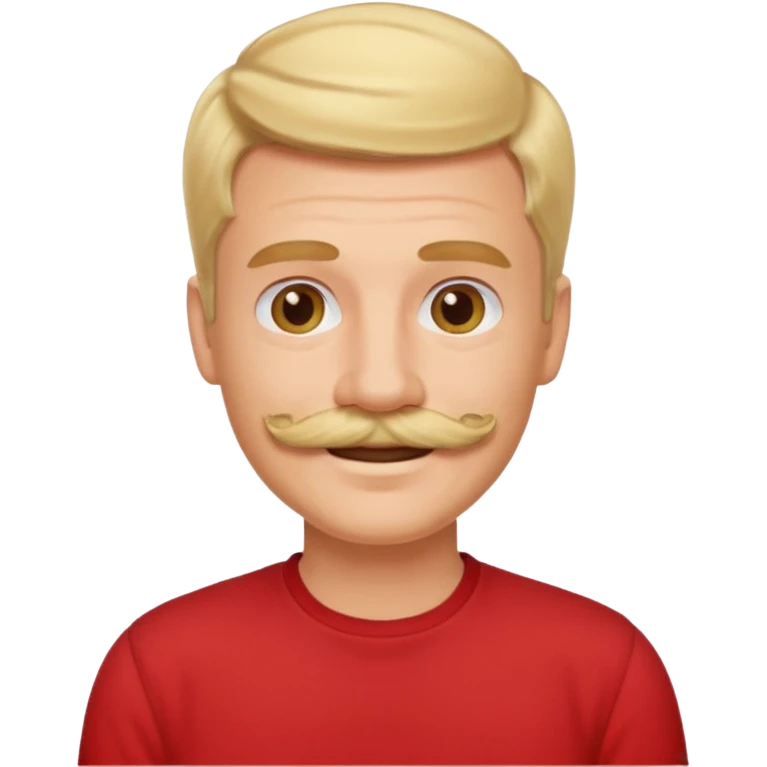 blond hair man smile warmly with mustache red shirt emoji