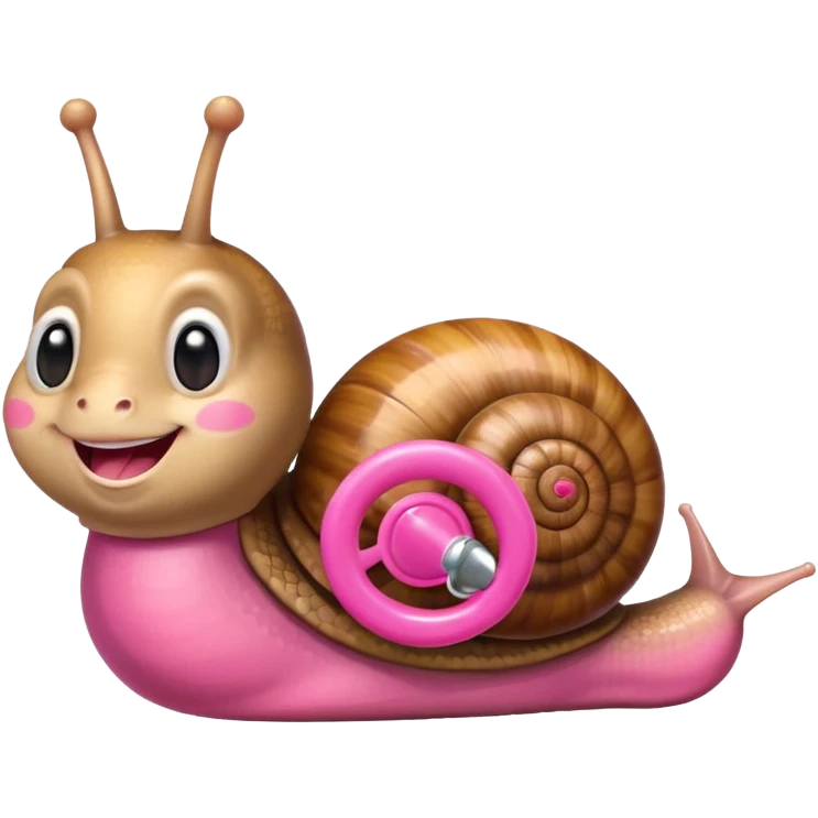 cute snail with a pink pacifier emoji