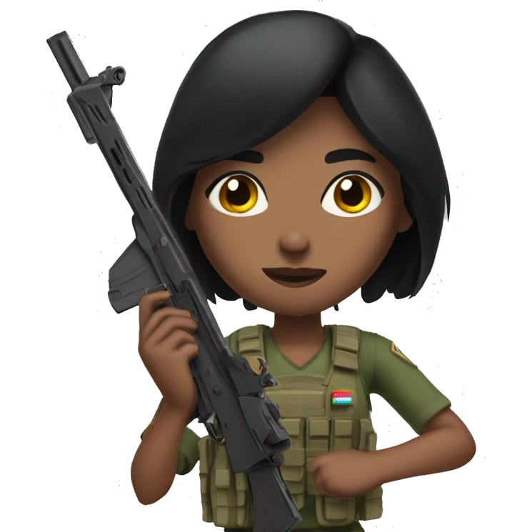 girl with black hair from st lucia playing warzone with gun in hand shooting animation emoji