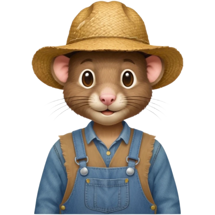 farmer rat in denim overalls with a straw hat emoji