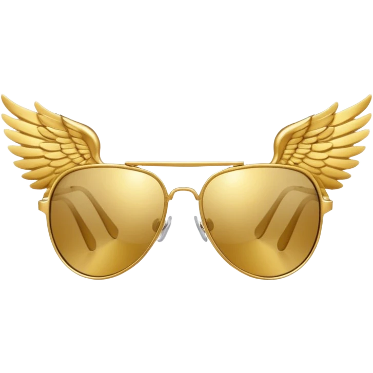 fancy gold  sunglasses with wings emoji