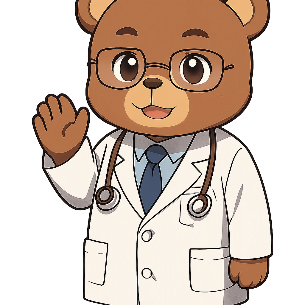anime style bear as a doctor emoji