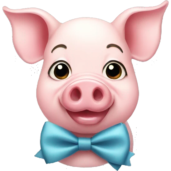 female pig cute with bow tie emoji