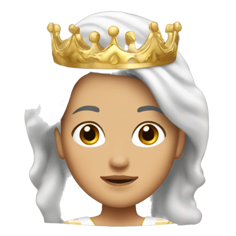 Princesa blanca con cabello castaño y una corona dorada emoji