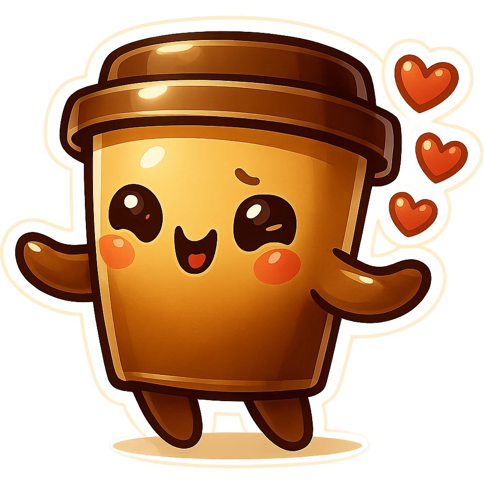 Tall coffee cup, bowing, gushing with love, worship emoji