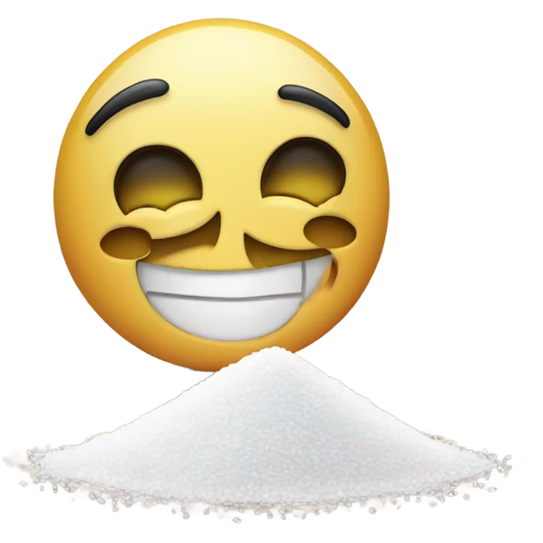 happy emoji with a pile of salt emoji