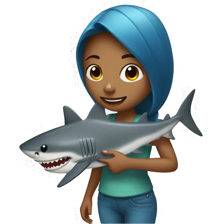 Girl with shark emoji