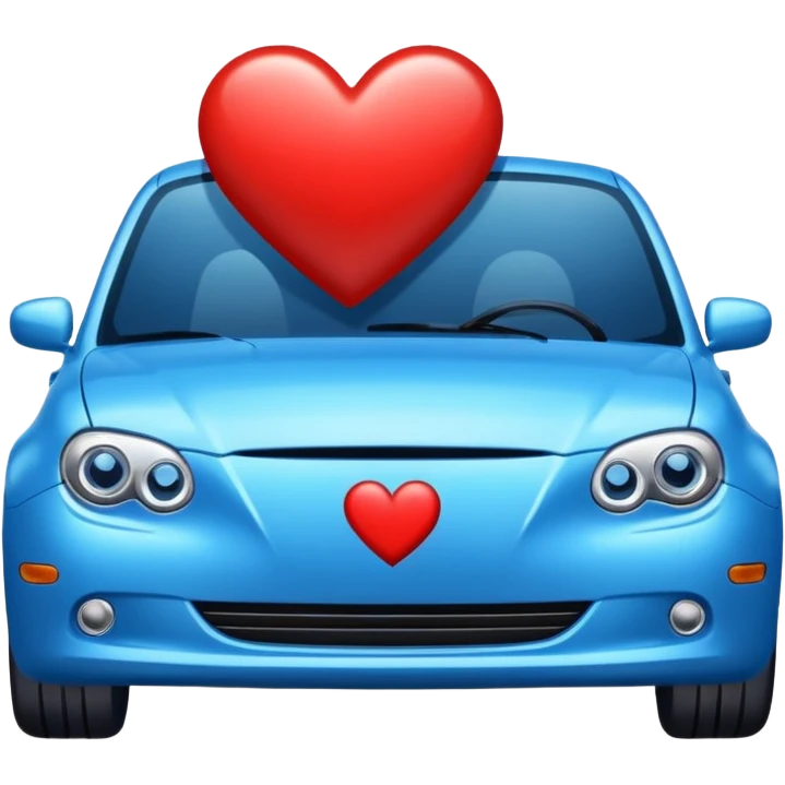 Blue car with heart emoji
