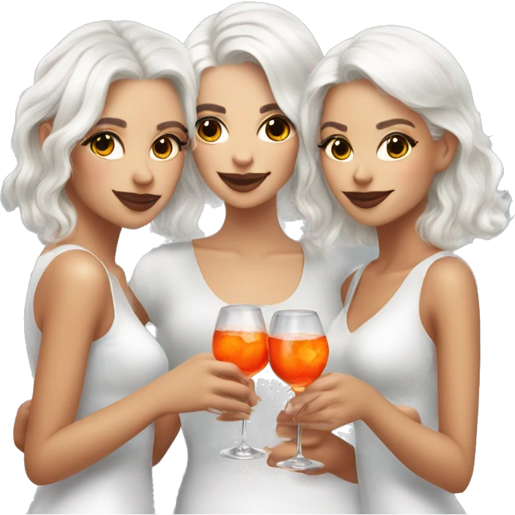 Three beautiful girls (white Hair) drinking aperol   emoji