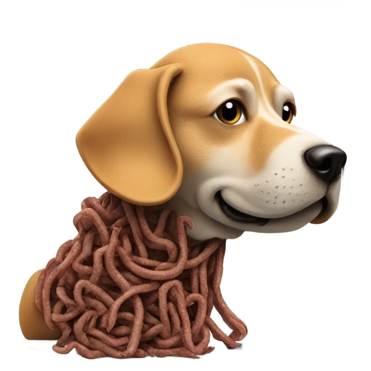 Dog that is made out of worms, giving advice to an anamorphic refrigerator  emoji
