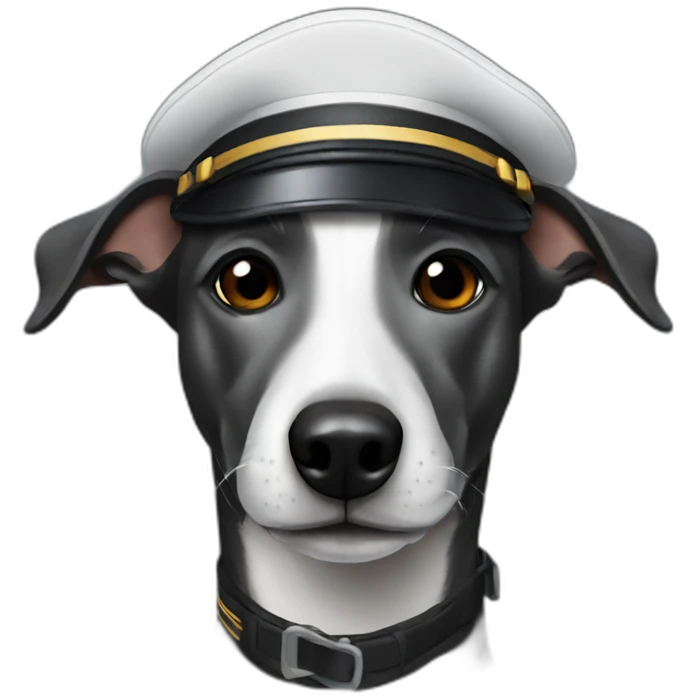 black whippet dressed as pilot emoji