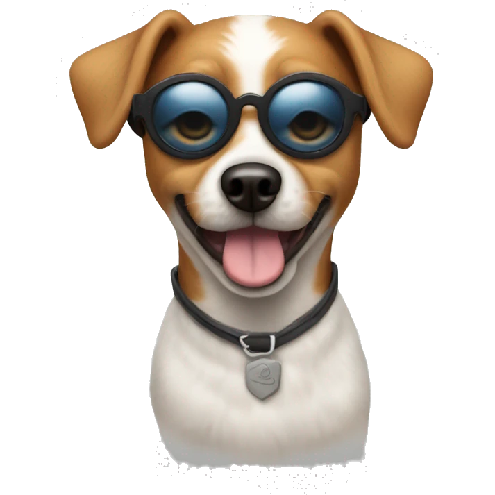 small mutt dog with mow hawk and sunglasses emoji