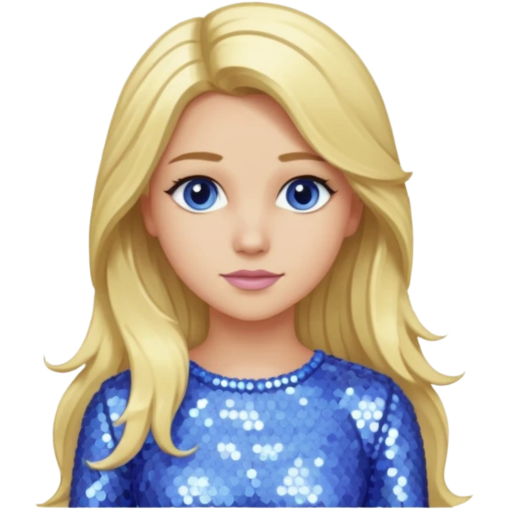 Skyler Shaye with long blonde hair, periwinkle sequin outfit emoji