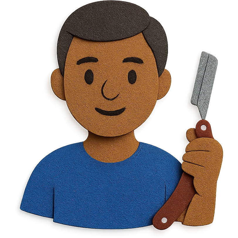 hombre con piel moreno clara, navaja en la mano emoji