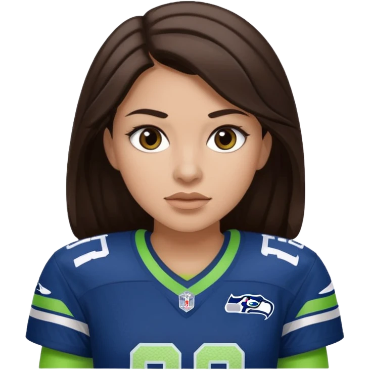Dark brown hair seahawks fan female emoji