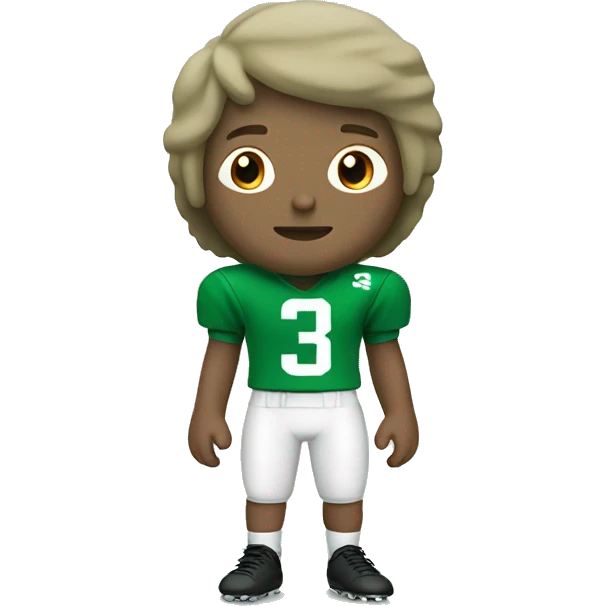 white Football player in green and white jersey wearing number 3 emoji