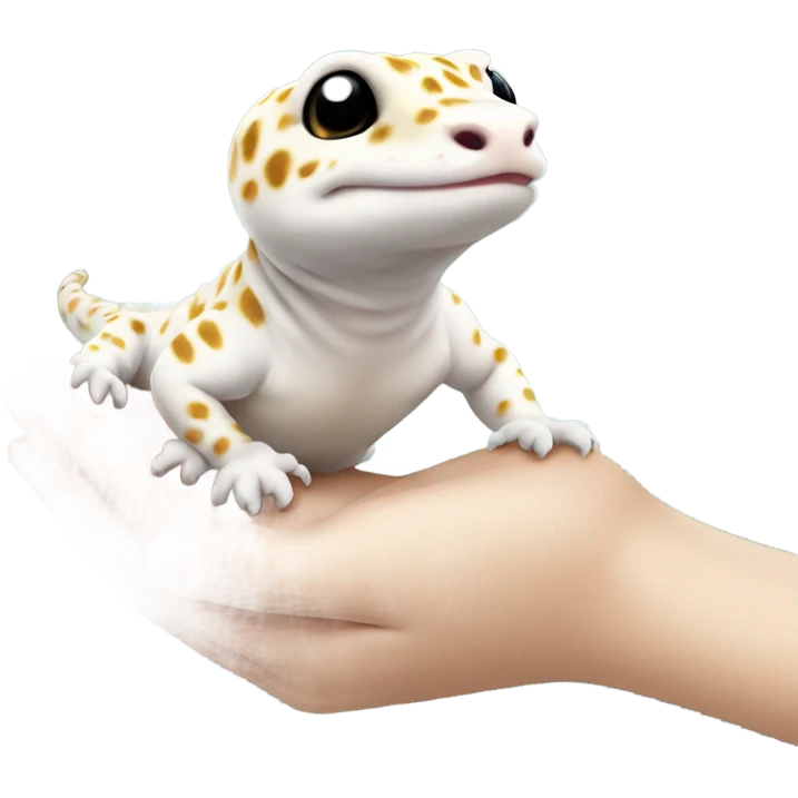 White leopard gecko in hand emoji