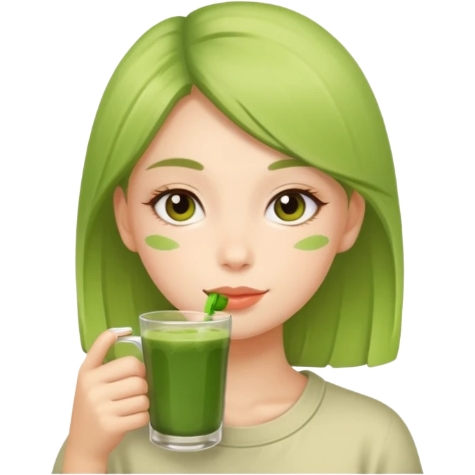 Girl drink matcha emoji