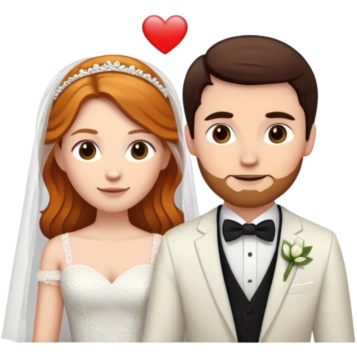 wedding couple with white man with dark brown hair and white woman with light ginger hair emoji