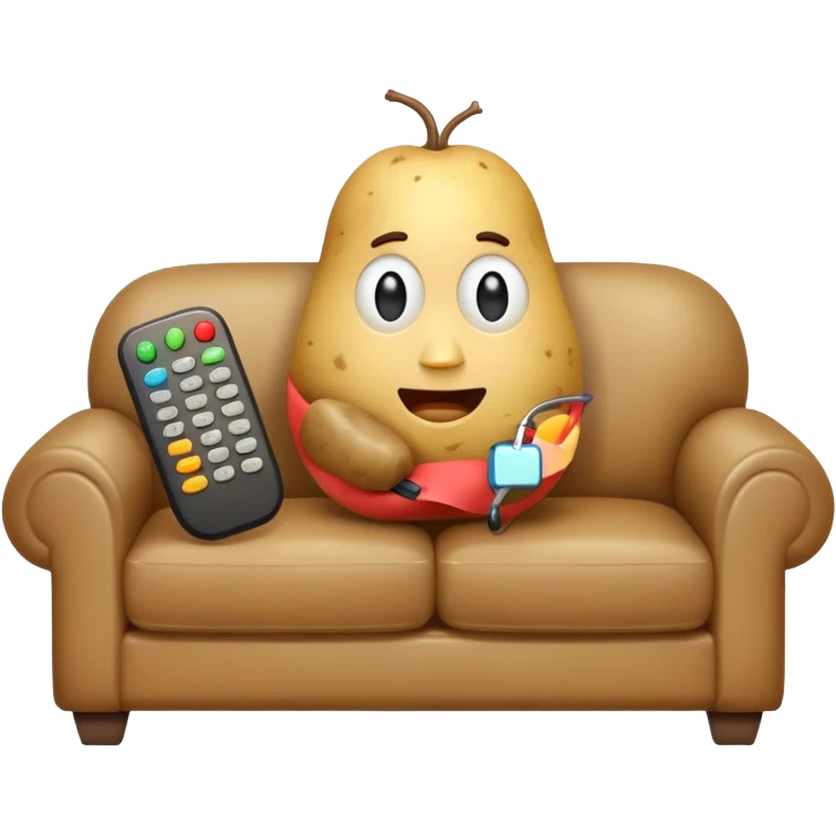 A potato on a couch watching tv emoji