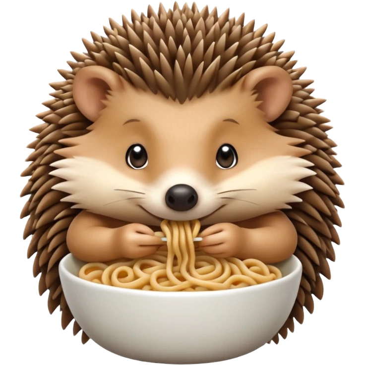 hedgehog eating noodle emoji