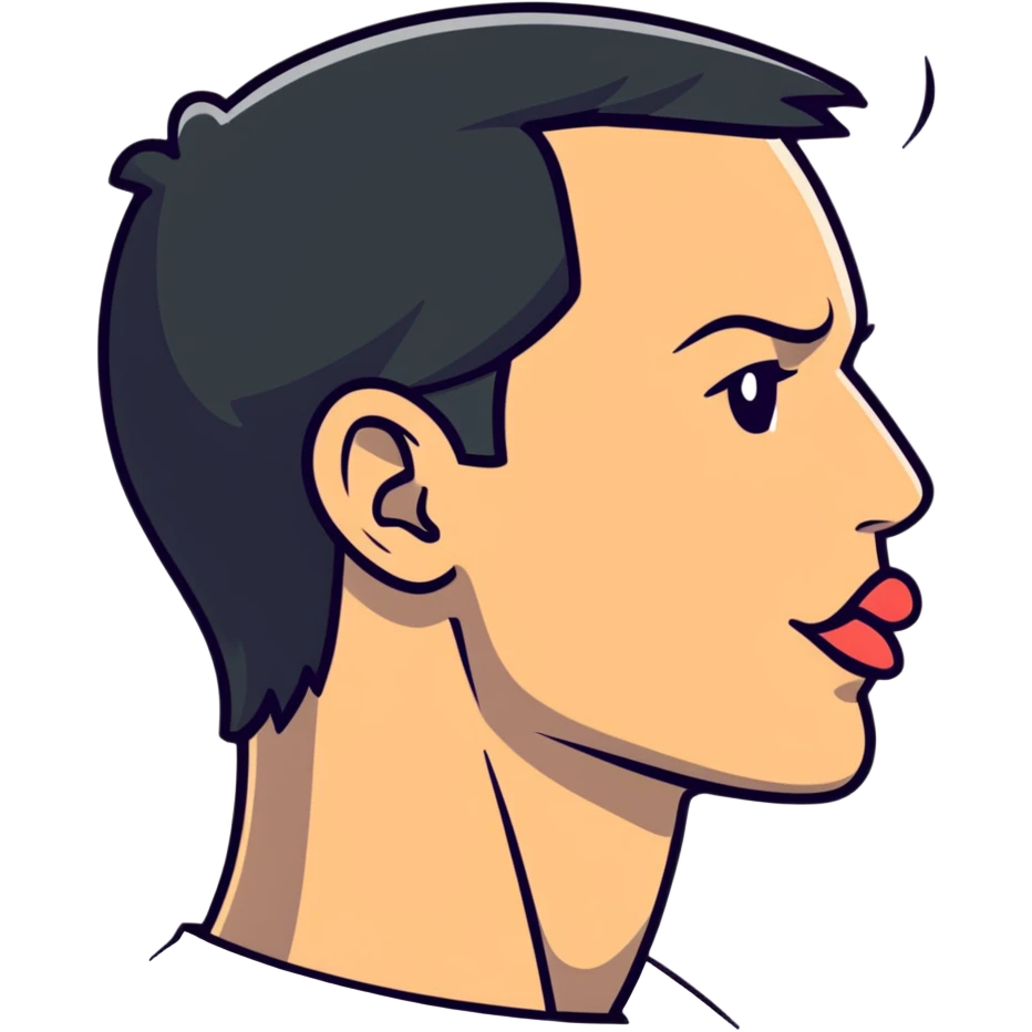 clear side profile of a man sticking his tongue out, complete side view showing the side of face emoji