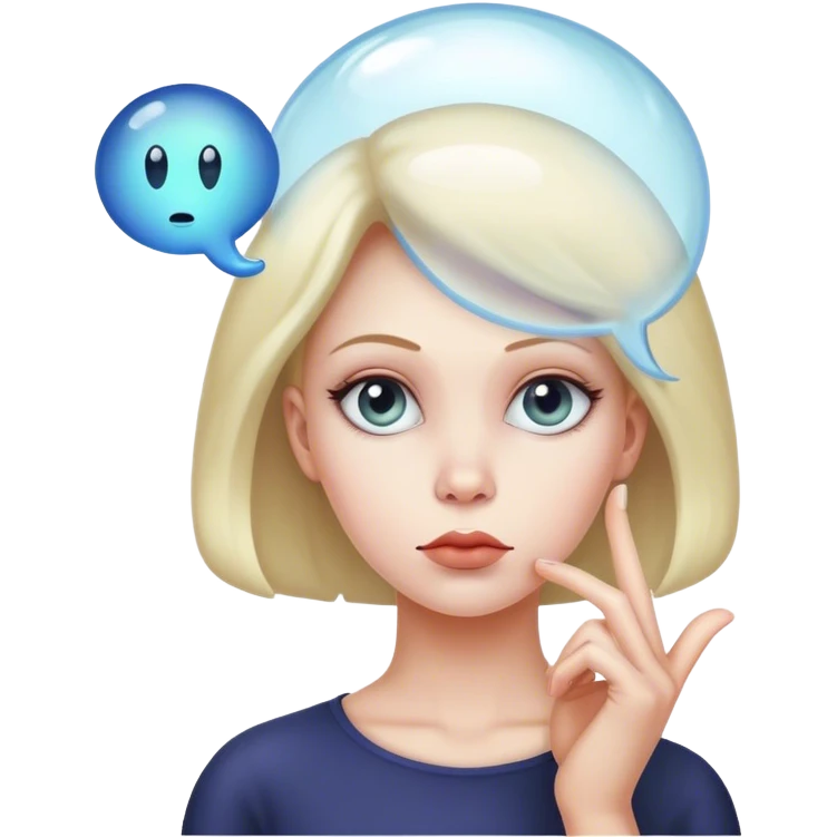 woman with a thinking bubble having an alien in it emoji