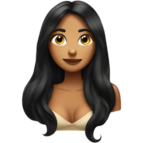 Tanned woman with black long hair blowing a kiss  emoji