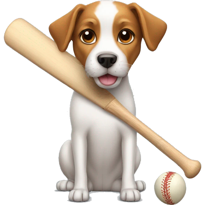 Dog with cricket bat emoji