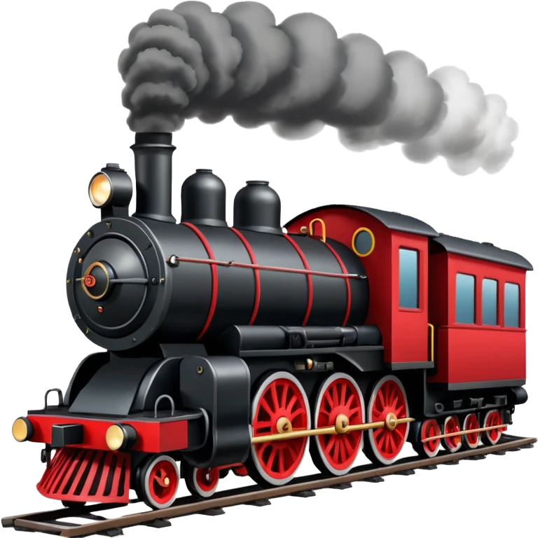 straight on view of an old-fashion steam train coming down the tracks emoji