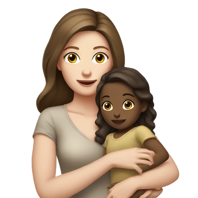 Pale Brunette holding a girl toddler  emoji