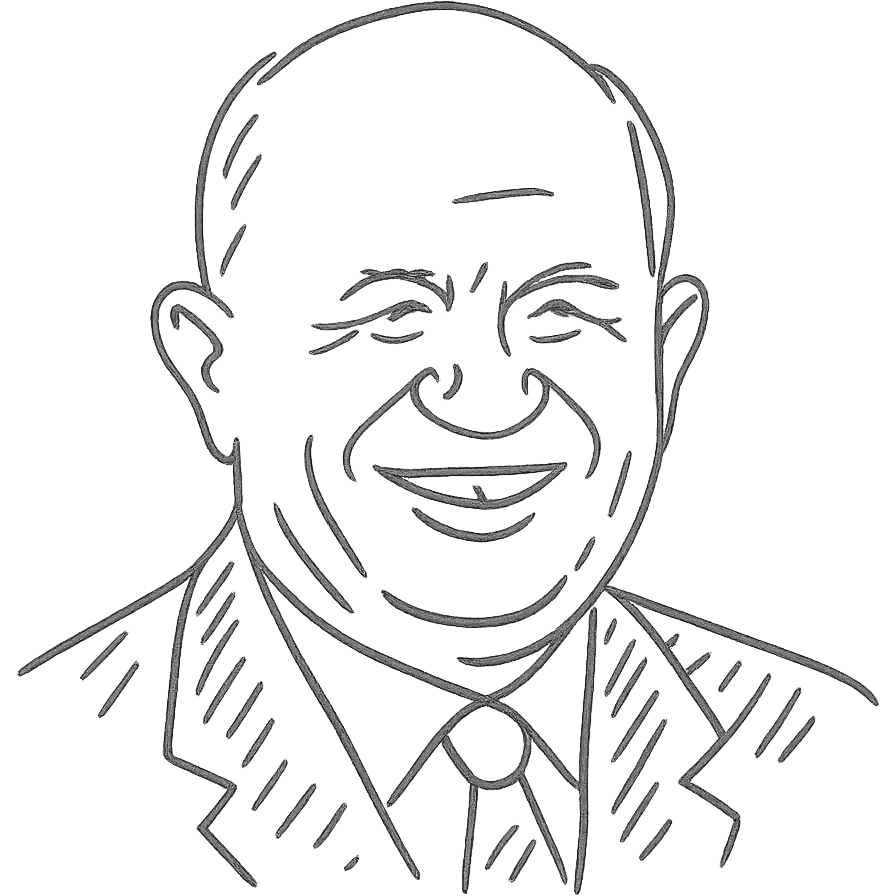 hand-drawn outlined portrait of Nikita Khrushchev smiling emoji