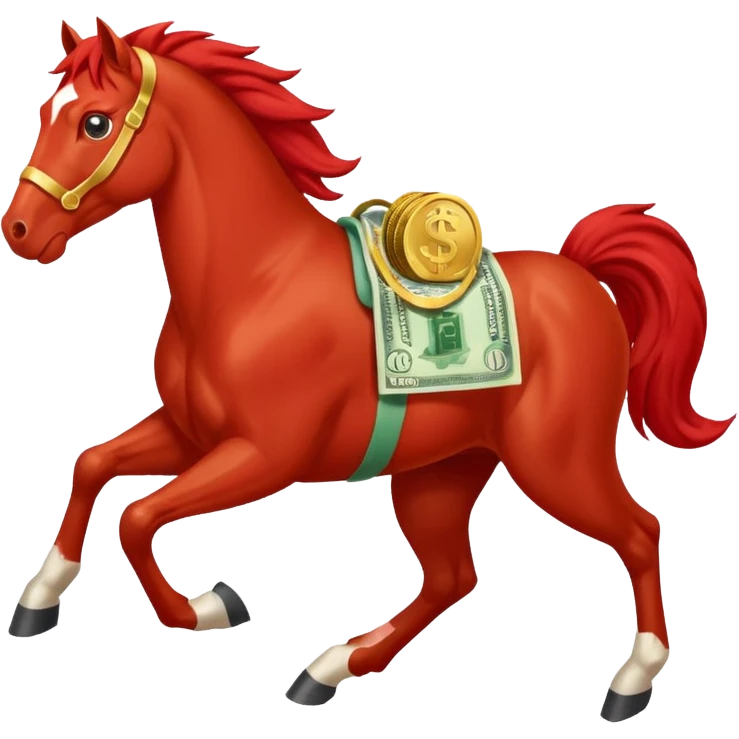 red horse agressive running money emoji