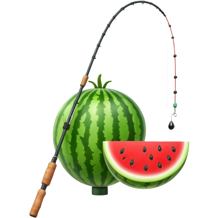 Watermelon on the end of a fishing rod emoji