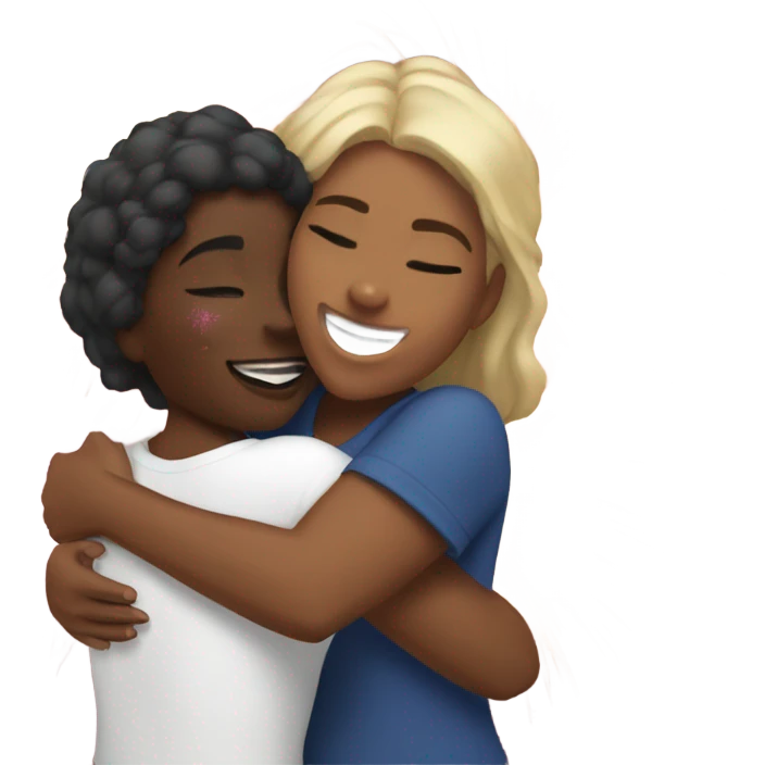 White Sisters hugging with fireworks emoji