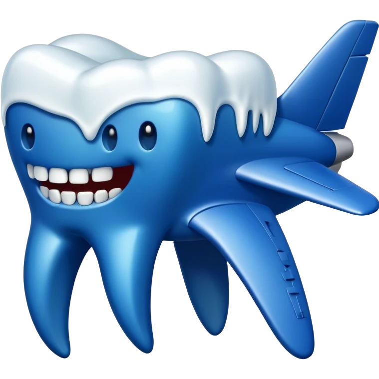 Plane Tooth made of dark blue wax emoji