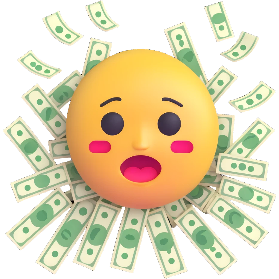 crying emoji with a lot money emoji