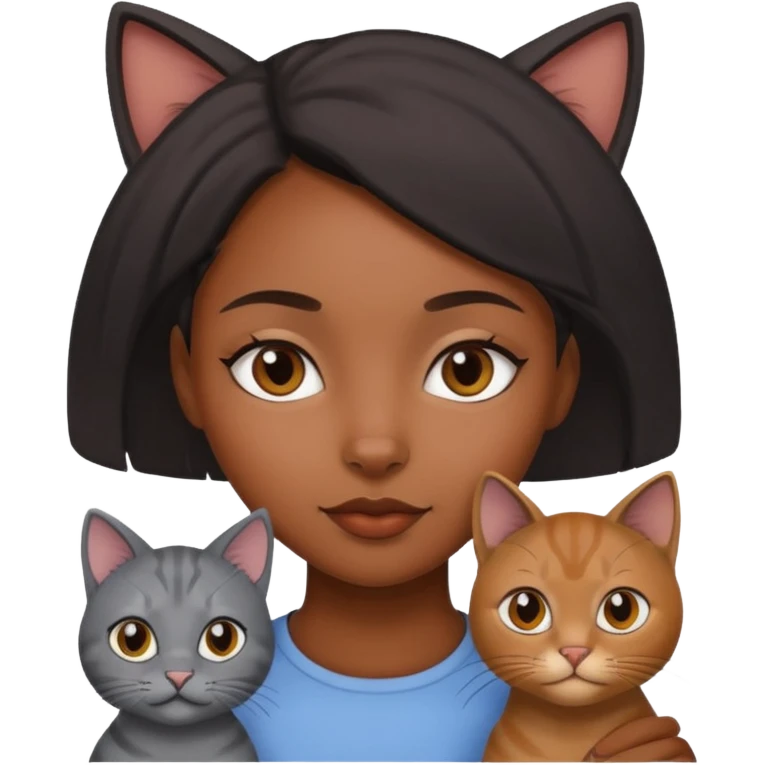 Black girl with grey cat emoji